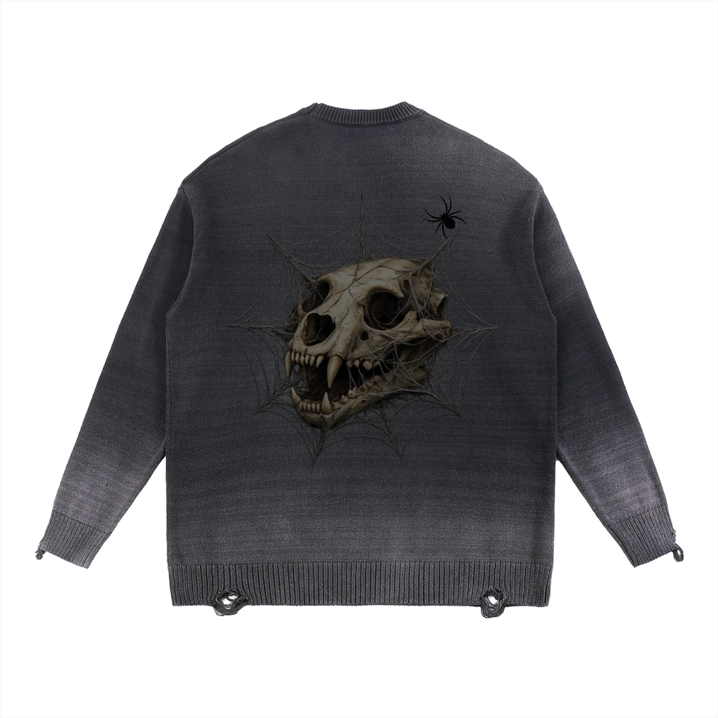 Spider Distressed Ripped Crewneck sweater
