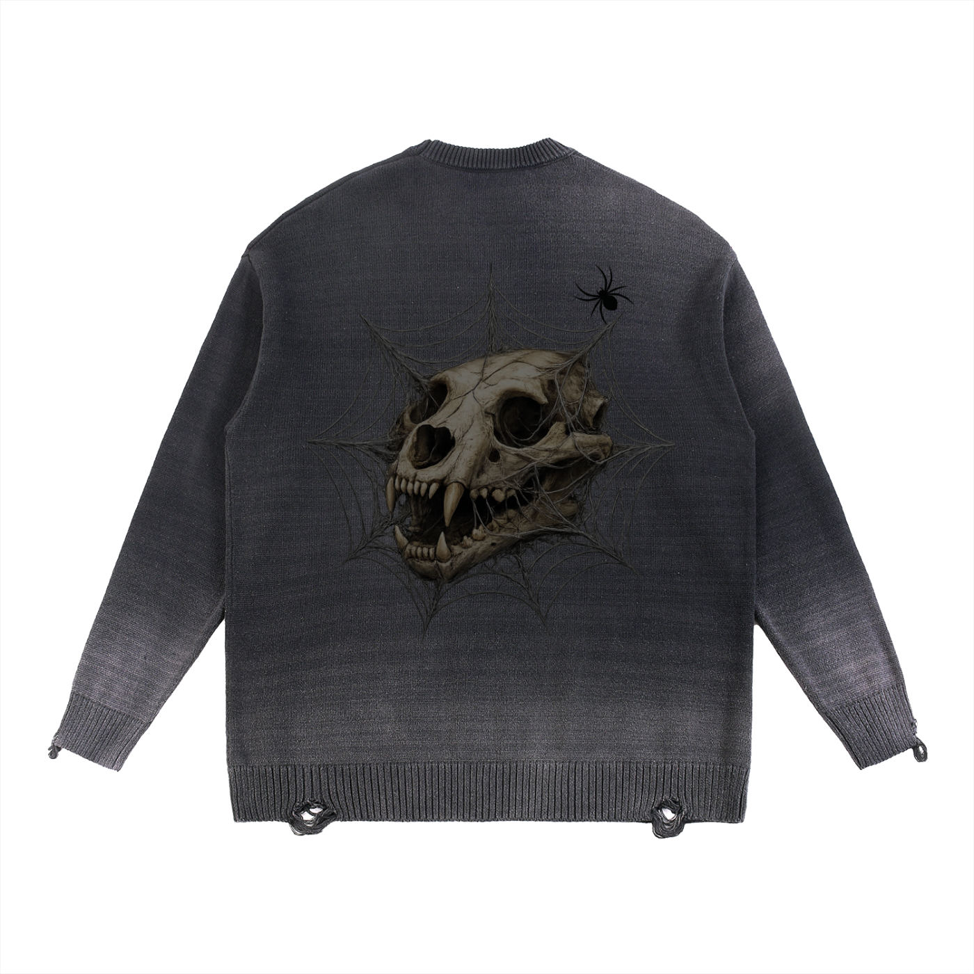 Spider Distressed Ripped Crewneck sweater