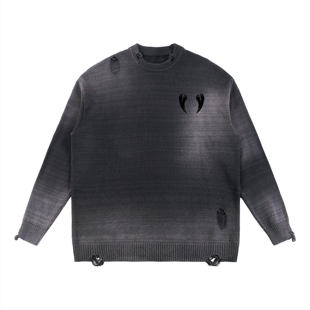 Spider Distressed Ripped Crewneck sweater