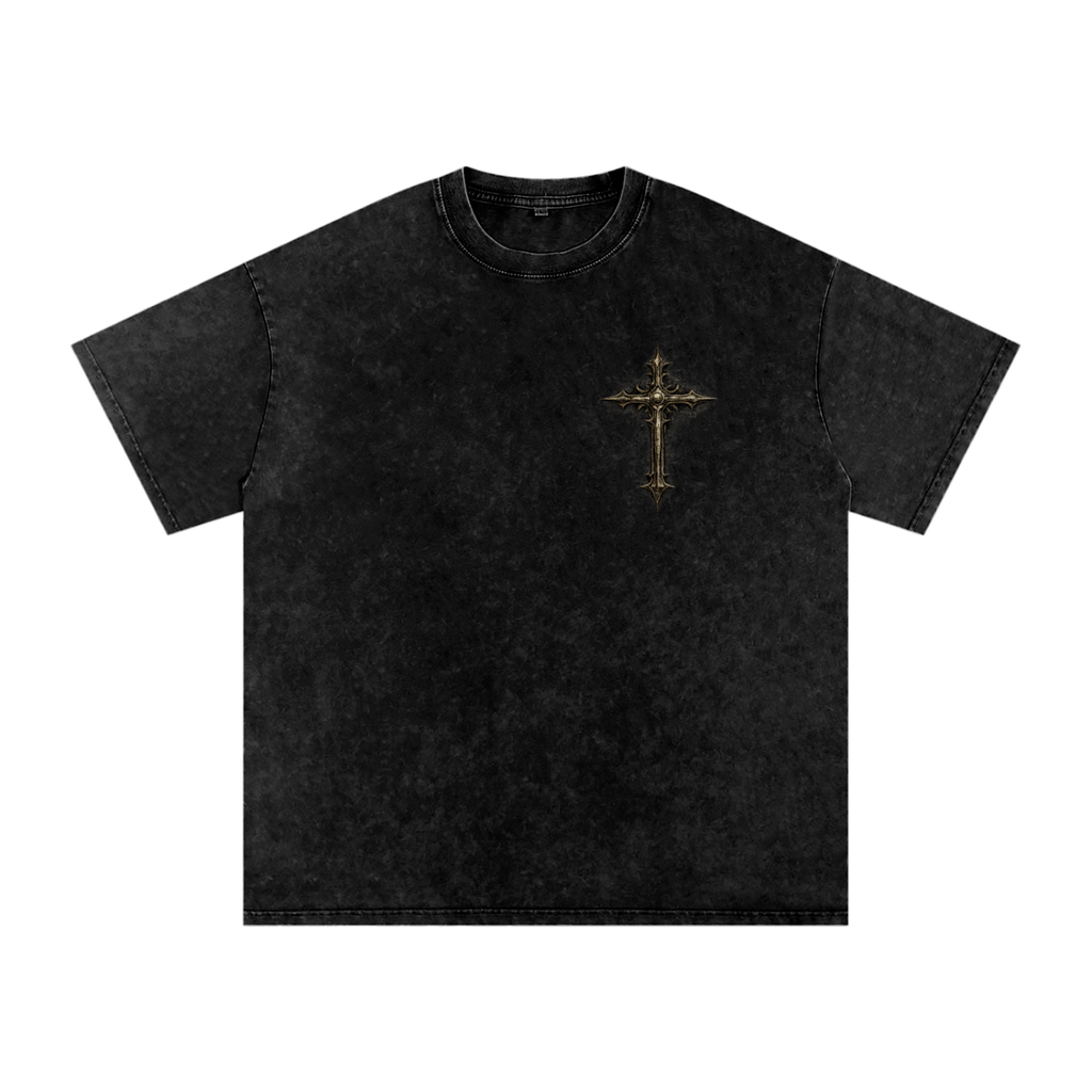 Who is Like God Snow Washed Oversized Cotton T-Shirt